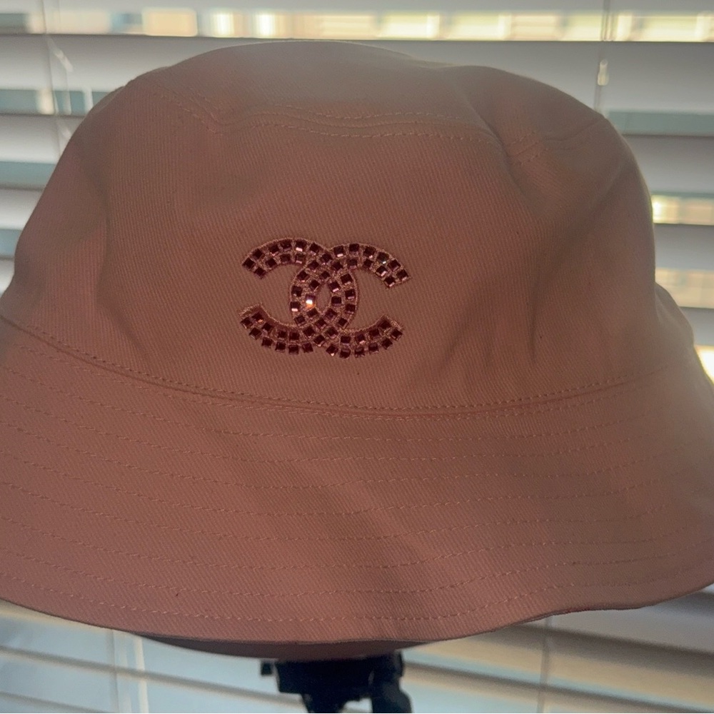 CHANEL Blush Pink Logo Bucket Hat